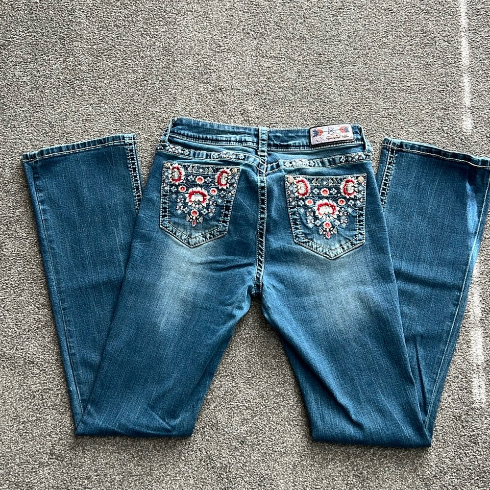 Grace in LA Blue Boot Cut Jeans with Embroidery